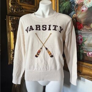 LOFT Cream Varsity Sweater